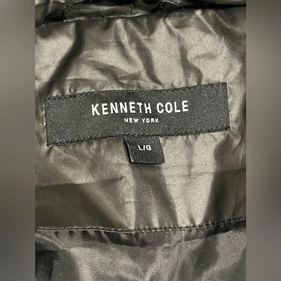 Kenneth Cole Black Women Puffer Faux Fur Hood Winter Coat Size Large